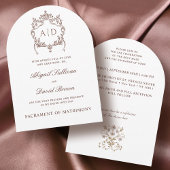 ヴィンテージクレストカトリック結婚式招待状 招待状