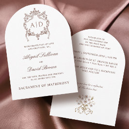 ヴィンテージクレストカトリック結婚式招待状 招待状