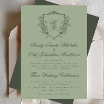 ヴィンテージクレストグリーンオリーブonセージ結婚モノグラム