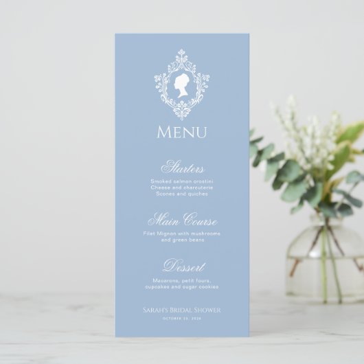 ヴィンテージクレストパウダーブルーリージェンシーブライダルシャワー メニュー (スタンド正面)