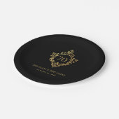 ヴィンテージクレストブラック金ゴールドエレガントマン70th誕生日 ペーパープレート (アングル)