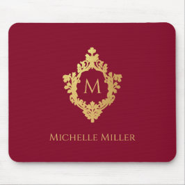 ヴィンテージクレストブルゴーニュフェイク金ゴールドモノグラエレガントム マウスパッド