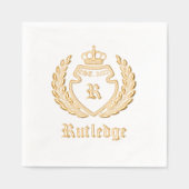 ヴィンテージクレストモノグラムクラウンリース設立 箔ナプキン (正面)