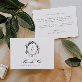 ヴィンテージクレストモノグラムフォーマルボ結婚タニス サンキューカード