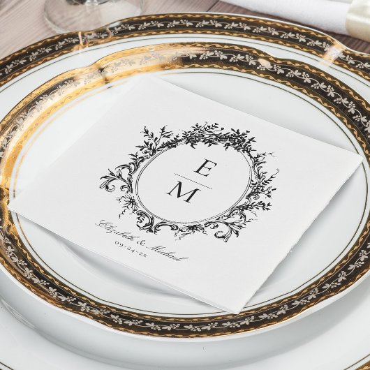 ヴィンテージクレストモノグラムフォーマルボ結婚タニス スタンダードカクテルナプキン