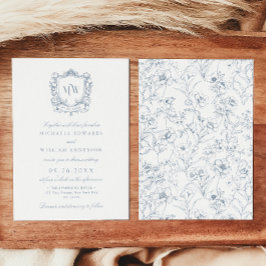 ヴィンテージクレストモノグラムロゴボタニカル結婚ズ 招待状