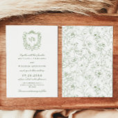 ヴィンテージクレストモノグラムロゴボタニカル結婚ズ 招待状