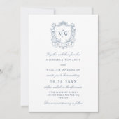 ヴィンテージクレストモノグラムロゴボタニカル結婚ズ 招待状 (正面)