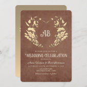 ヴィンテージクレストモノグラム結婚式招待状 招待状 (正面/裏面)