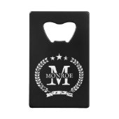 ヴィンテージクレストリース名前をカスタムするモノグラム クレジットカード栓抜き (正面)