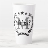 ヴィンテージクレスト名モノグラムラテコーヒーマグギフト カフェラテマグ (正面)