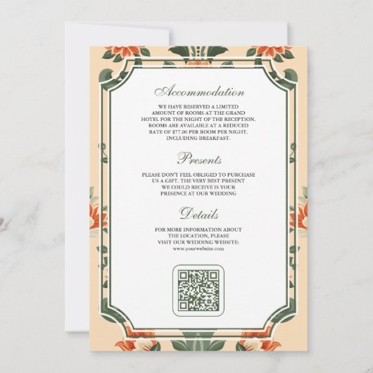 ヴィンテージクレスト王室のホースインディアンヒンドゥー結婚ズ 招待状 (裏面)