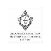 ヴィンテージクレスト結婚式モノグラム名前と住所 ラバースタンプ (インプリント)