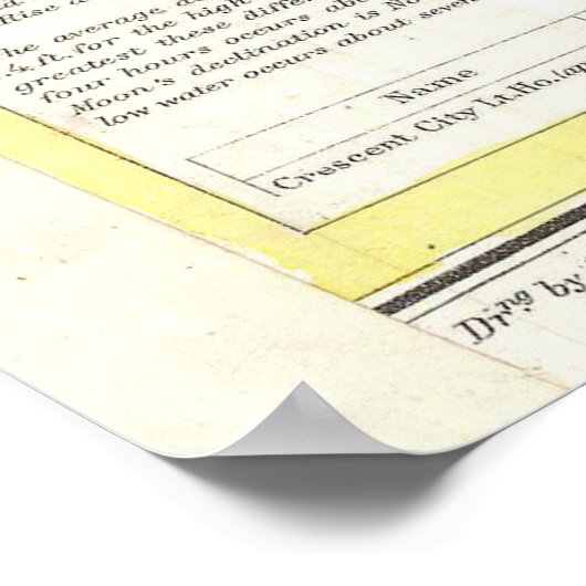 ヴィンテージクレセントシティハーバーCAの地図（1859年） ポスター (角)