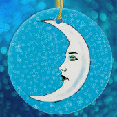 ヴィンテージクレセントホワイトムーン顔ホワイトスターズ セラミックオーナメント