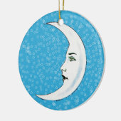 ヴィンテージクレセントホワイトムーン顔ホワイトスターズ セラミックオーナメント (左)