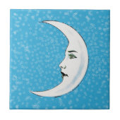 ヴィンテージクレセントホワイトムーン顔ホワイトスターズ タイル (正面)