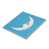 ヴィンテージクレセントホワイトムーン顔ホワイトスターズ タイル (側面)