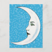 ヴィンテージクレセントホワイトムーン顔ホワイトスターズ ポストカード (正面)