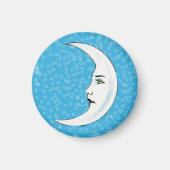 ヴィンテージクレセントホワイトムーン顔ホワイトスターズ マグネット (正面)