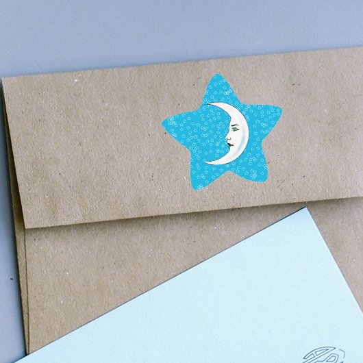 ヴィンテージクレセントホワイトムーン顔ホワイトスターズ 星シール