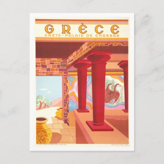 ヴィンテージクレタ，ギリシャ，旅行ポスター ポストカード (正面)