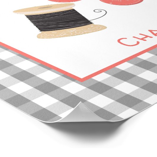 ヴィンテージクレフティ裁縫ルームパーソナライズされた標識 ポスター (角)