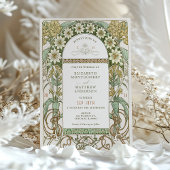 ヴィンテージクレマティス&プリムローズ・アールヌーボー結婚ズ 招待状