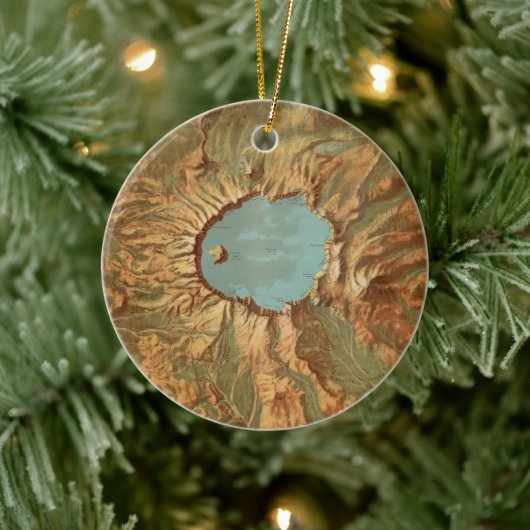 ヴィンテージクレーターレイクオレゴンの地図 セラミックオーナメント (ツリー)