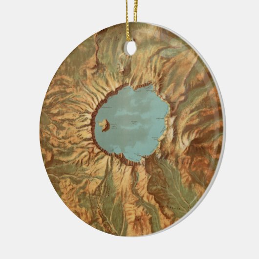 ヴィンテージクレーターレイクオレゴンの地図 セラミックオーナメント (左)