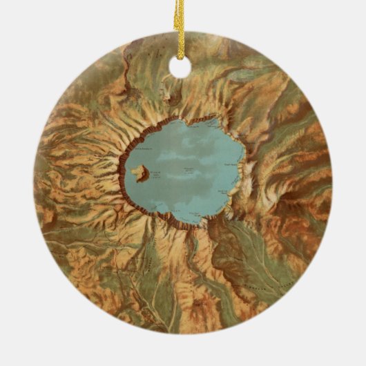 ヴィンテージクレーターレイクオレゴンの地図 セラミックオーナメント (裏面)