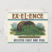 ヴィンテージクレートラベルプリント付き葉書 ポストカード (正面/裏面)