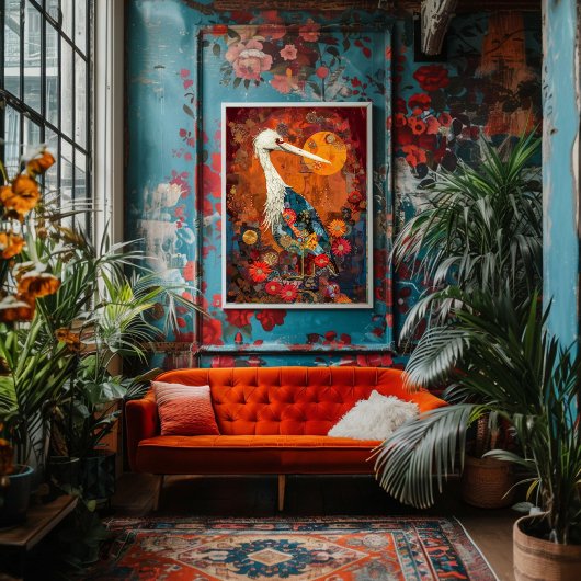 ヴィンテージクレーンの鳥のテクスチ素朴ャの切り離し 薄葉紙