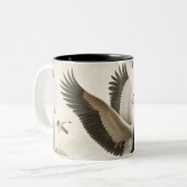 ヴィンテージクレーンの鳥の壁紙 ツートーンマグカップ (正面左)