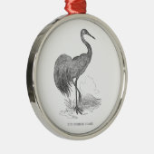 ヴィンテージクレーンバードペン及びインクスケッチ メタルオーナメント (右)