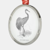 ヴィンテージクレーンバードペン及びインクスケッチ メタルオーナメント (左)