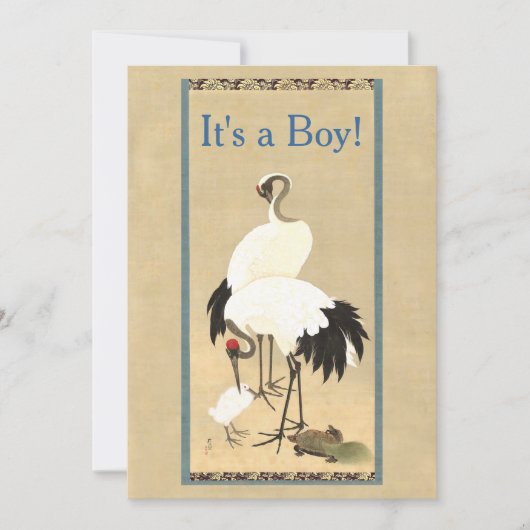 ヴィンテージクレーン家族写真の誕生の発表 案内状 (正面)