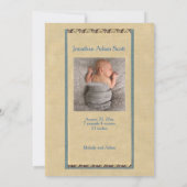 ヴィンテージクレーン家族写真の誕生の発表 案内状 (裏面)