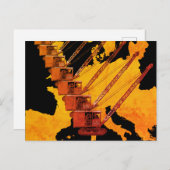 ヴィンテージクレーン操作者ヨーロッパ地図 ポストカード (正面/裏面)