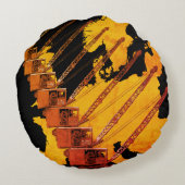 ヴィンテージクレーン操作者ヨーロッパ地図 ラウンドクッション (裏面)