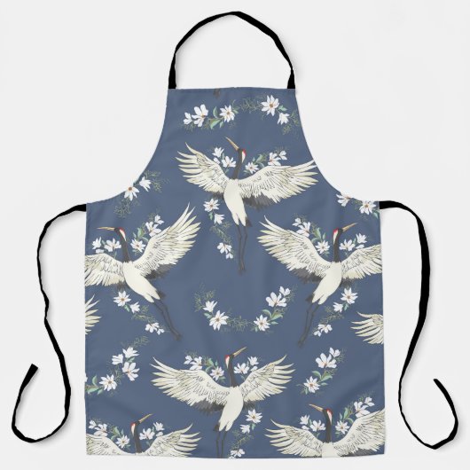 ヴィンテージクレーン飛んでいる：バードパターン エプロン (正面)