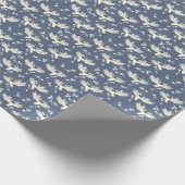 ヴィンテージクレーン飛んでいる:バードパターン ラッピングペーパー (角)