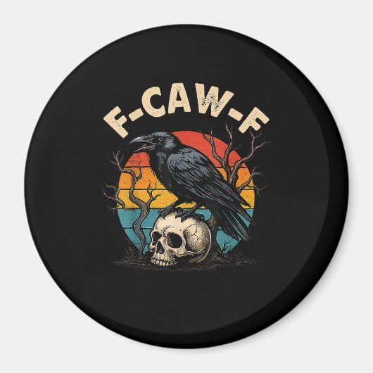 ヴィンテージクロウ F-Caw-F レイヴン 鳥 ユーモア メーム 楽しい マグネット (正面)