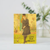 ヴィンテージクロケキュートローンゲームズサマーコテージコア ポストカード (スタンド正面)