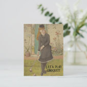 ヴィンテージクロケキュートローンゲームズサマーコテージコア ポストカード (スタンド正面)