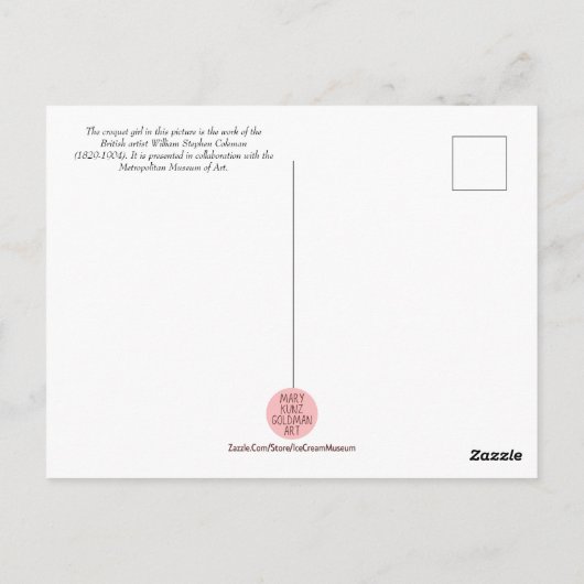 ヴィンテージクロケキュートローンゲームズサマーコテージコア ポストカード (裏面)