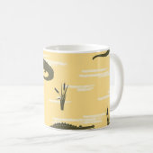 ヴィンテージクロコダイズ：黄色のシームレスなパターン コーヒーマグカップ (正面右)