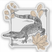 ヴィンテージクロコダイルと紅葉 シール (正面)