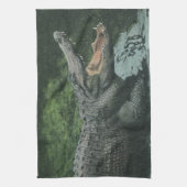 ヴィンテージクロコダイル爬虫類、海洋動物の生活 キッチンタオル (縦)