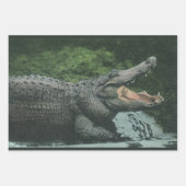 ヴィンテージクロコダイル爬虫類、海洋動物の生活 ラッピングペーパーシート (正面3)